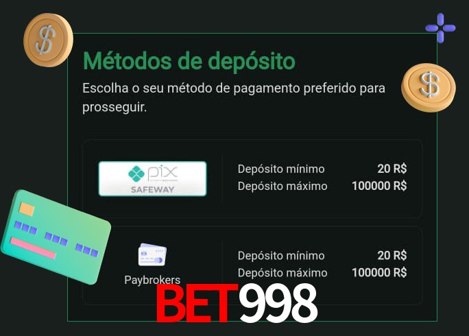 O cassino bet998 oferece uma grande variedade de métodos de pagamento